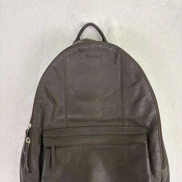 Cole Haan Brown Pebbled Leather Backpack - Picture 2 of 15